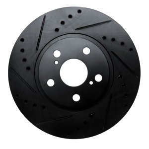 Toyota Corolla Brake Rotor (1) - Front Left - R1 Concepts - Drilled & Slotted - Black - `09-`15